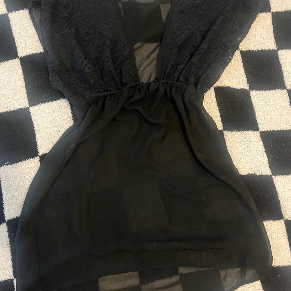 Elegant Black Sheer Swimsuit Coverup